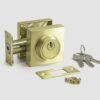 square deadbolt satin gold color, adjustable latch, all installation hardware is included