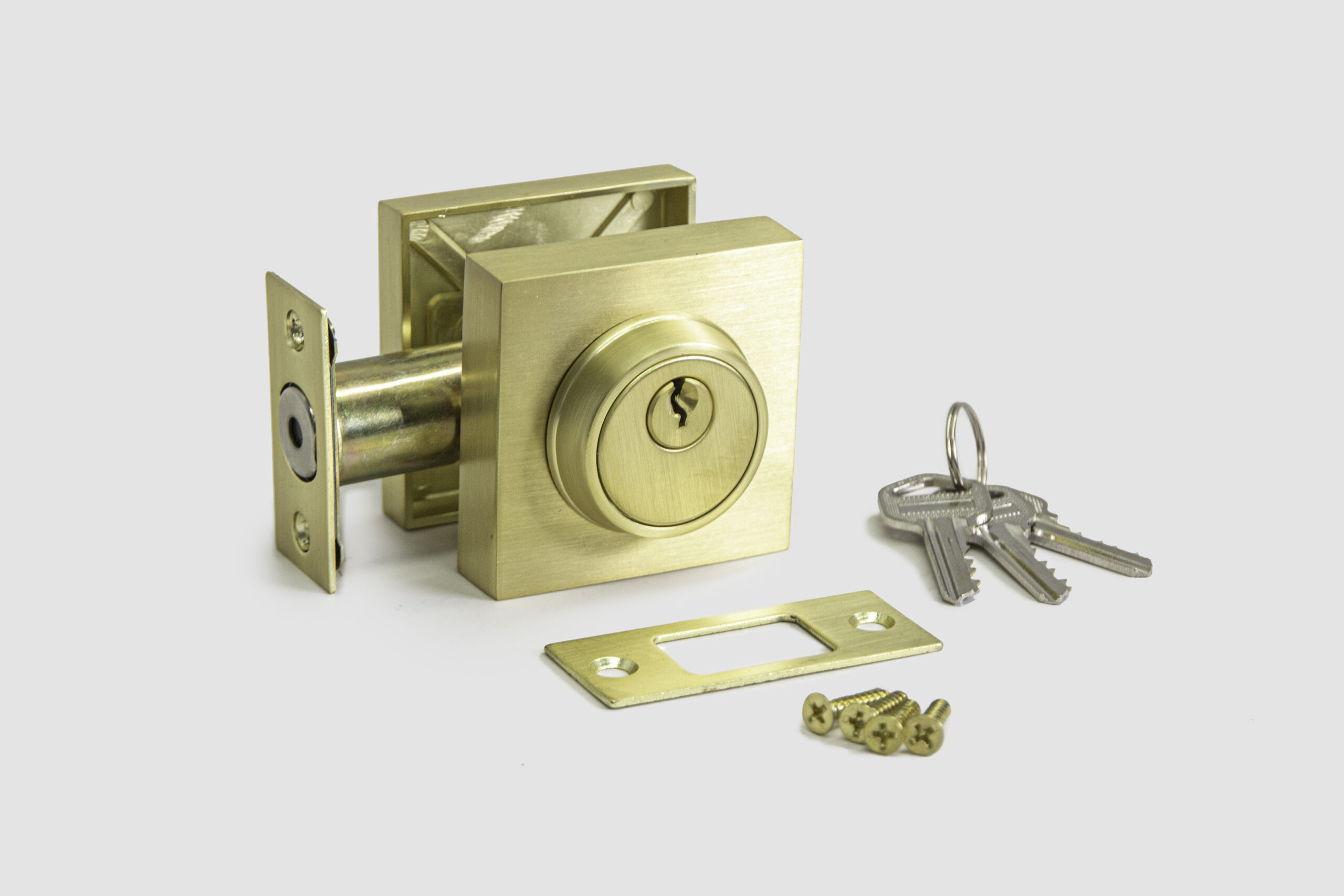 Contemporary Single Cylinder Square Deadbolt Satin Brass Gold – Toronto Door  Hardware, Door Levers and Door Handles